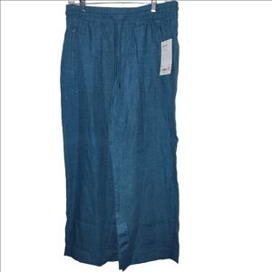 Athleta Retreat Wide Leg Linen Pant Borealis Green Teal